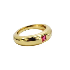 Anel Amanda Aliança com aplique de zircônia quadrada