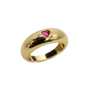 Anel Amanda Aliança com aplique de zircônia coração